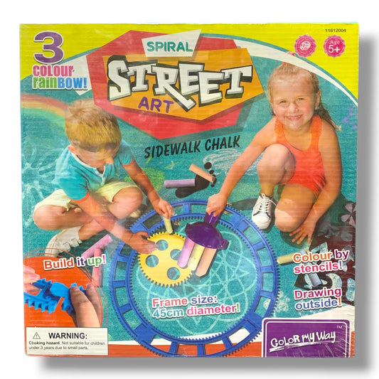 Spiral Street Art Side Walk Chalk || رسم ستنسل خارجي كبير بالطبشور للاطفال