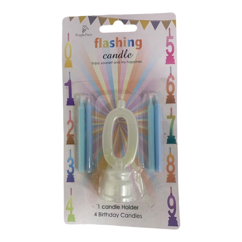 Numbered Candles With 4 Blue Candles || شمعة عيدميلاد ارقام مع ٤ شموع لون ازرق