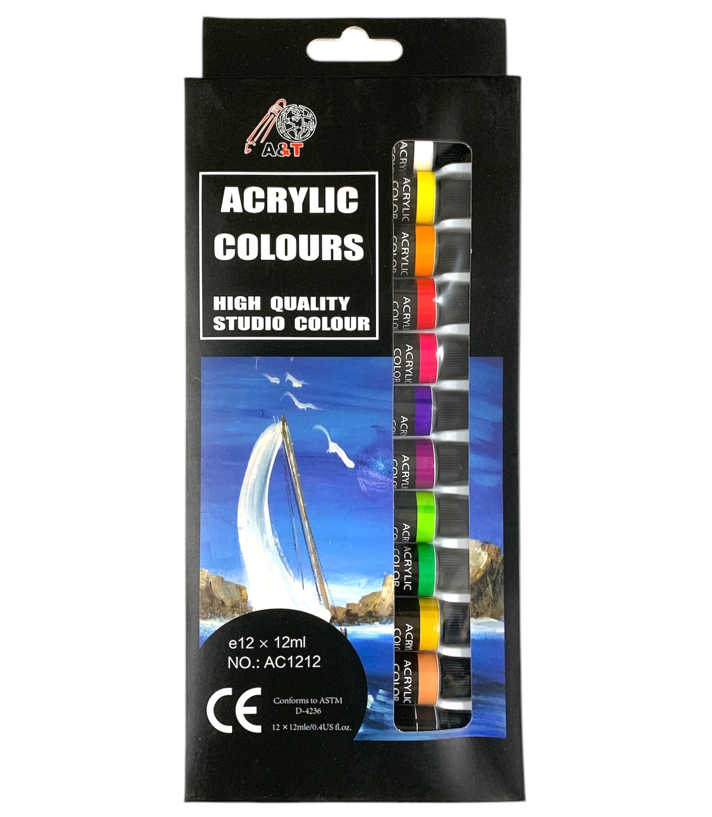 A&T Acrylic Paint 12 Colors 12 ml  || الوان اكريليك انابيب 12 لون 12 مل