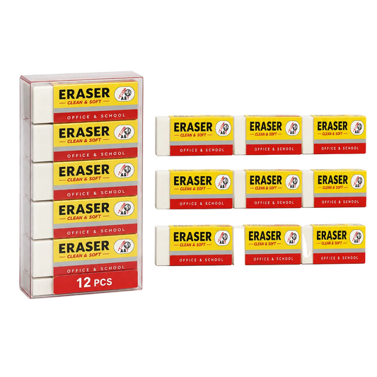A&T Back to school Offer 12 Erasers offer Large size || عرض قرطاسية العودة الى المدرسة مساحات 12 حبة حجم كبير