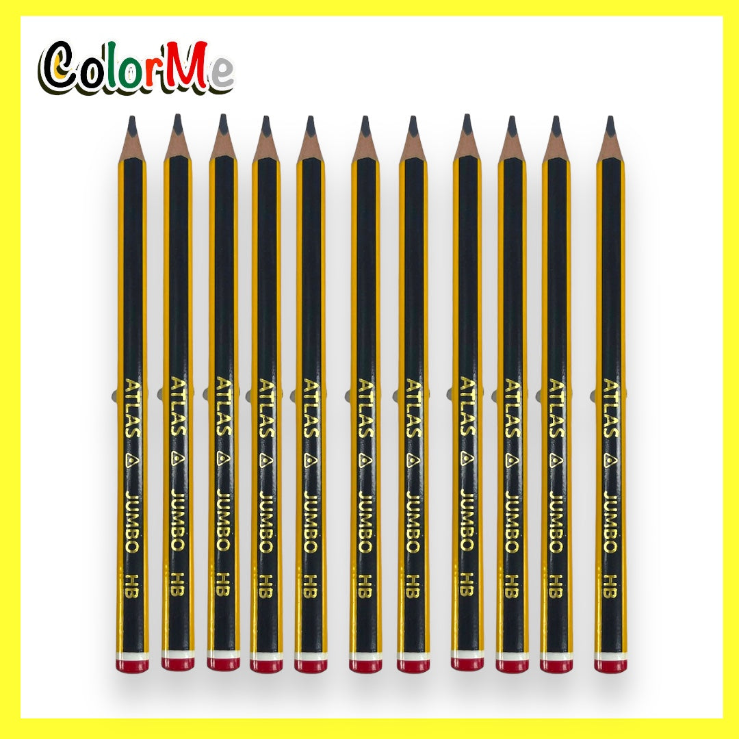 A&T Color Me Jumbo Triangle Pencil Pack 12 Pcs || اقلام رصاص جامبو مثلث اطلس اي اند تي كولور مي