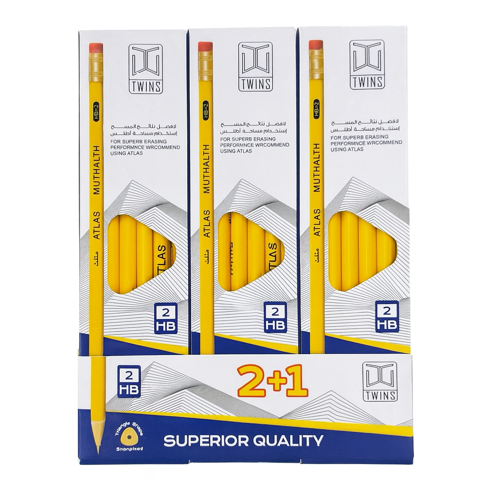 Twins Triangle Pencil Offer 2+1 || اقلام رصاص مثلثة توينز ٢+١