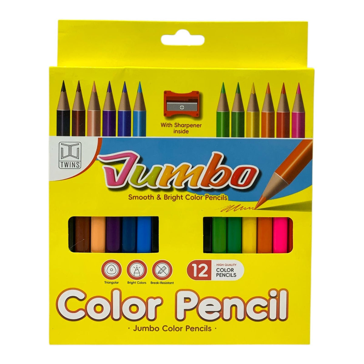 A&T Twins Jumbo Colored Pencils 12 Colors || الوان خشبية جامبو توينز ١٢ لون