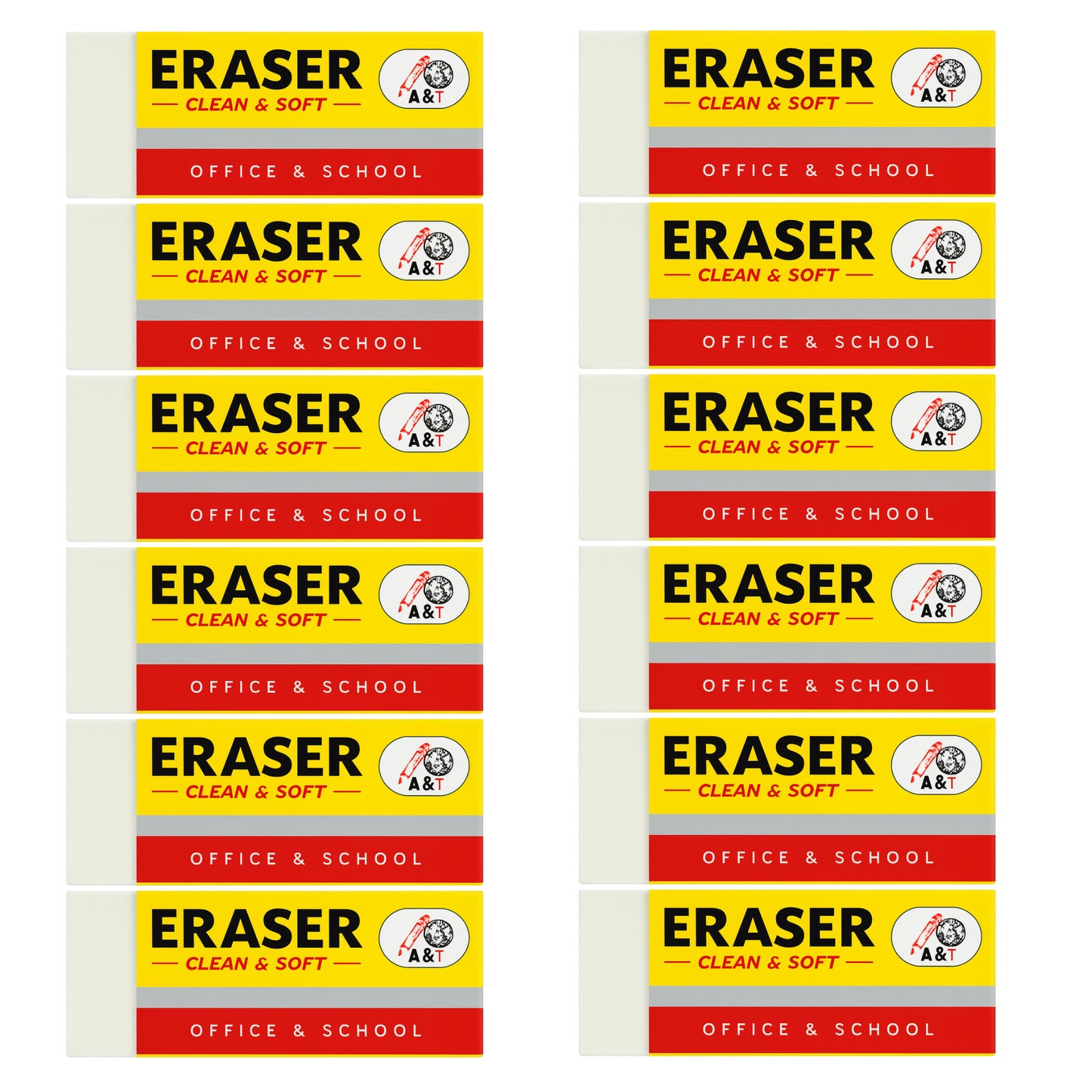 A&T Back to school Offer 12 Erasers offer Large size || عرض قرطاسية العودة الى المدرسة مساحات 12 حبة حجم كبير