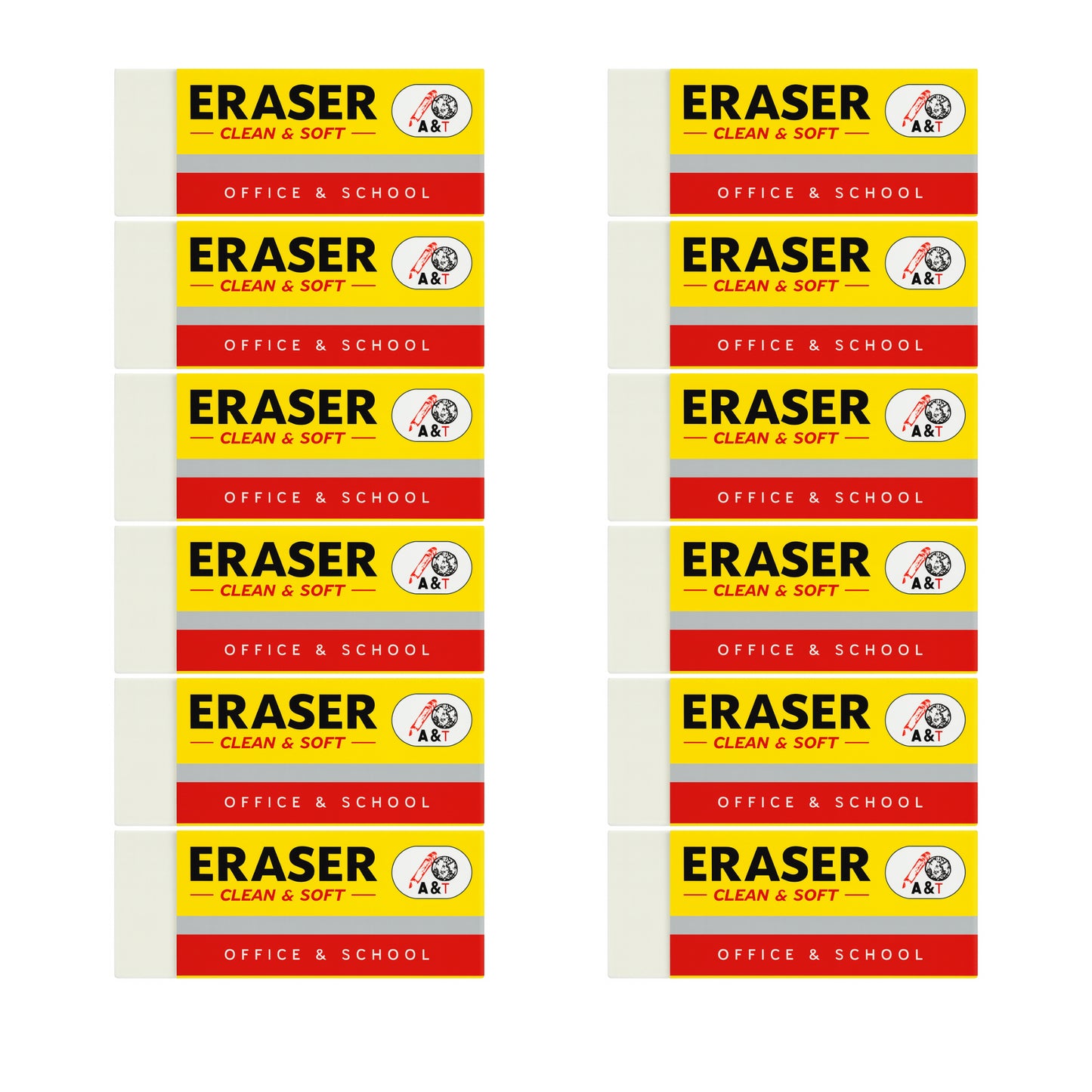 A&T Back to school Offer 12 Erasers offer small size || عرض قرطاسية العودة الى المدرسة مساحات 12 حبة حجم صغير