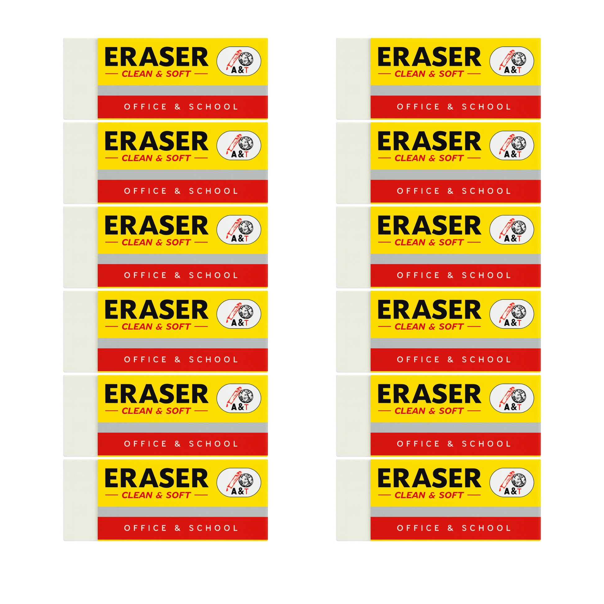 A&T Back to school Offer 12 Erasers offer small size || عرض قرطاسية العودة الى المدرسة مساحات 12 حبة حجم صغير