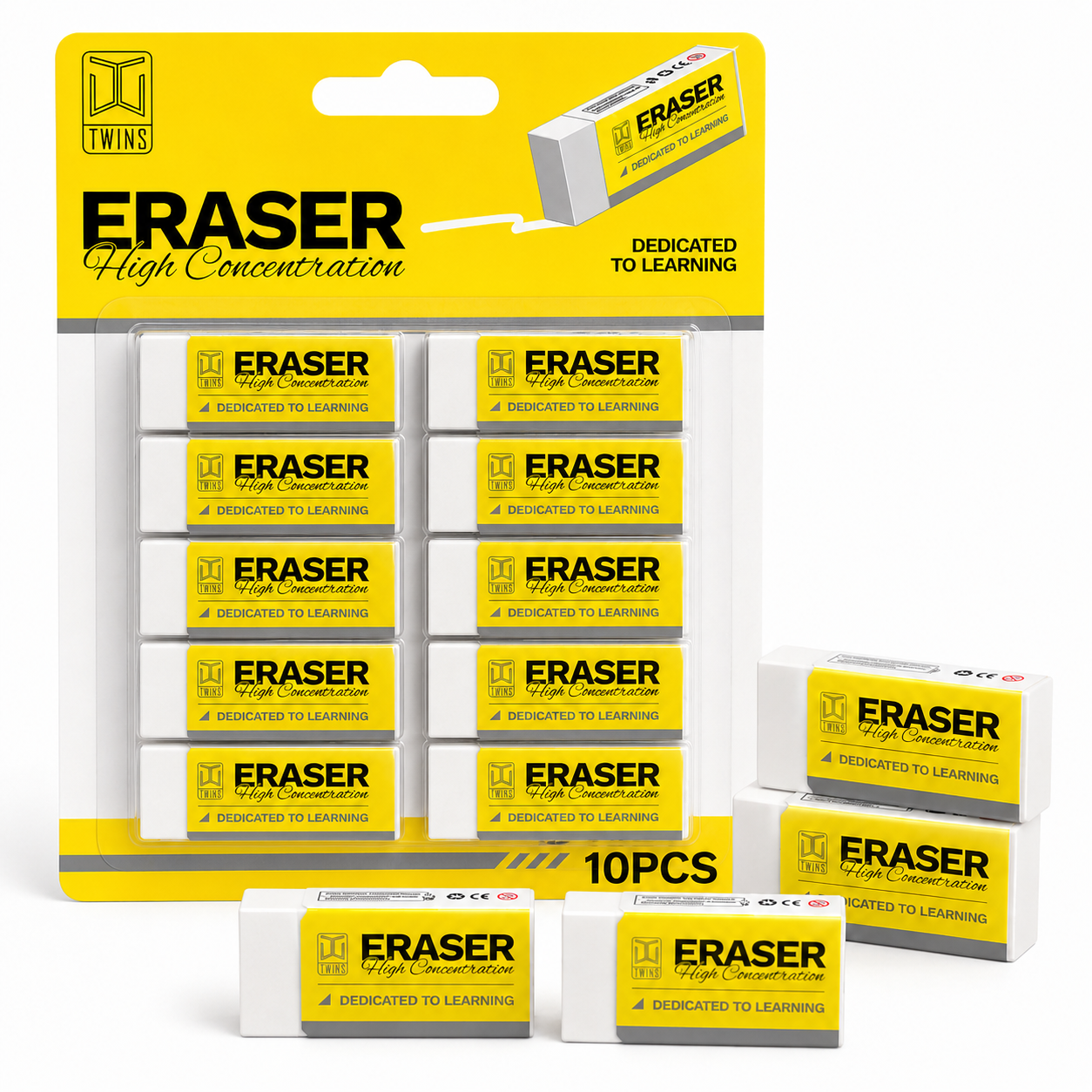 Twins Eraser Pack 10  Pcs || مجموعة محايات توينز 10 حبة