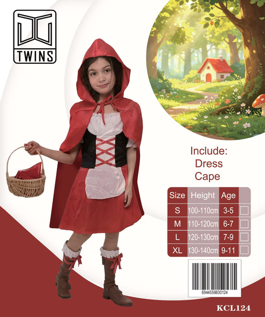 Little Red Riding Hood Dress and Cape Kids Costume || لبس أطفال فستان ذات الرداء الأحمر مع عباءة بغطاء رأس — supplier reference