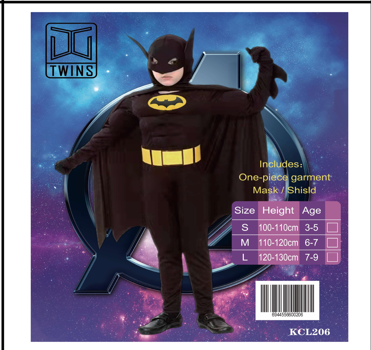 Black Bat Superhero Costume with Cape and Mask || زي بطل الخفاش الأسود مع كاب وقناع — supplier reference