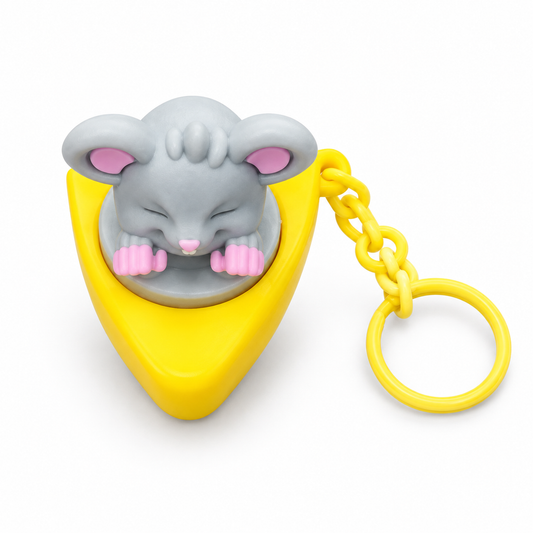 Mouse & Cheese Fidget Clicker Keychain || ميدالية فيجت كليكر فأر مع جبن