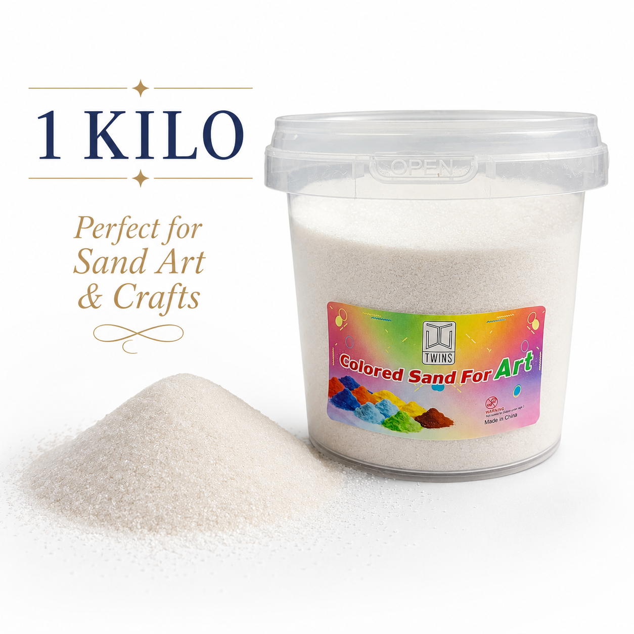 Twins Colored Sand 1 Kilo White || رمل ملون توينز 1 كيلو ابيض