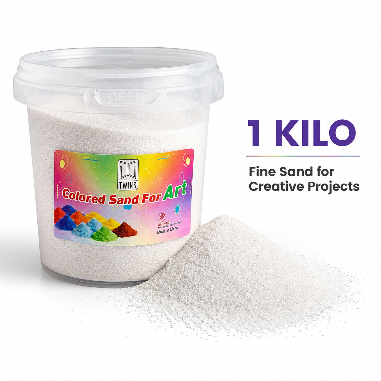 Twins Colored Sand 1 Kilo White || رمل ملون توينز 1 كيلو ابيض