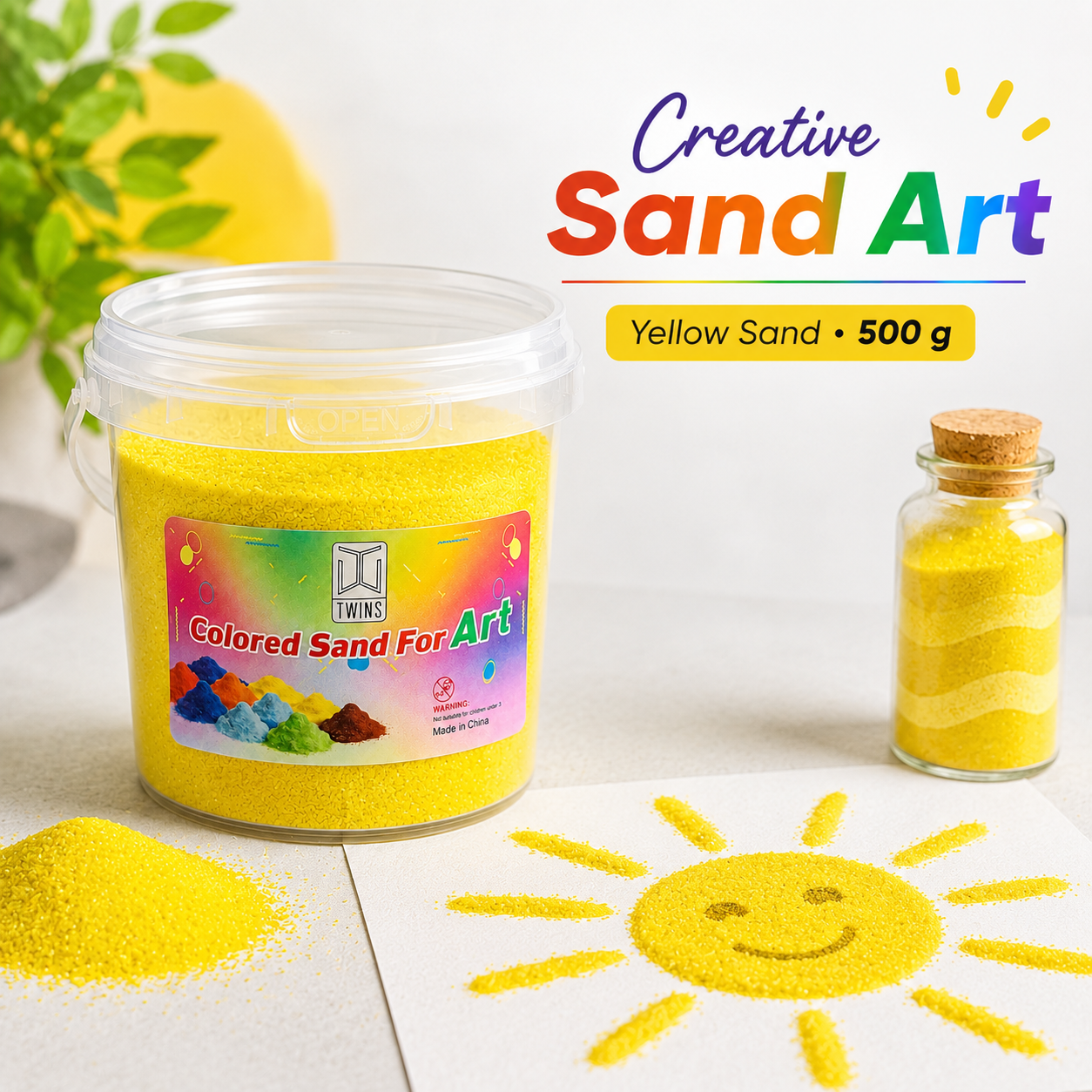 Twins Colored Sand 500g Yellow || رمل ملون توينز 500 جرام اصفر
