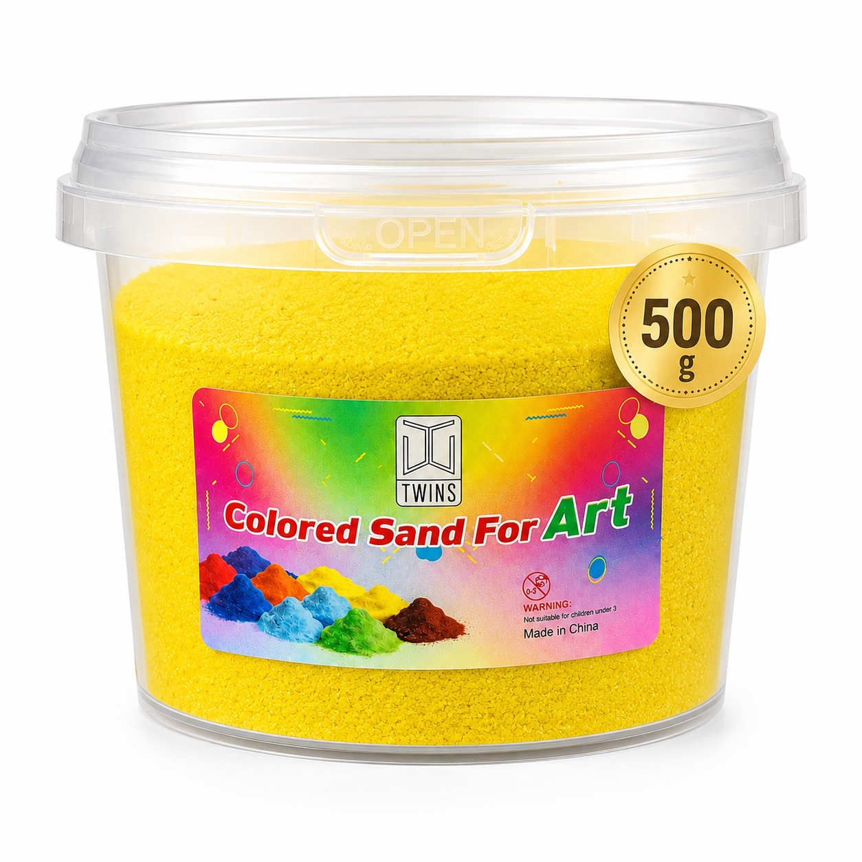 Twins Colored Sand 500g Yellow || رمل ملون توينز 500 جرام اصفر