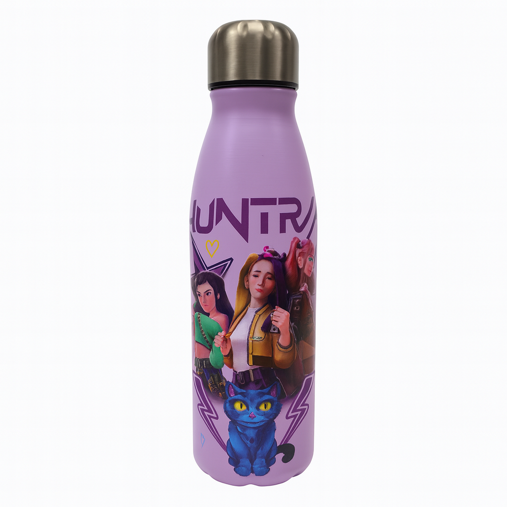 Kpop Demon Hunter Steel Water Bottle 500 ml Pastel Purple Color || مطارة ماء كي بوب ديمون هنتر لحفظ البرودة و الحرارة ٥٠٠ مل لون باستيل بنفسجي

