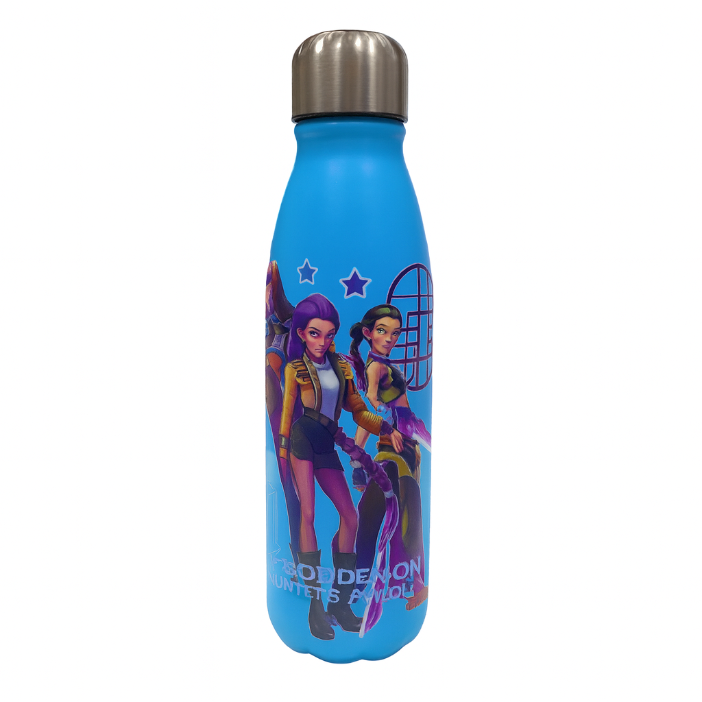 Kpop Demon Hunter Steel Water Bottle 500 ml Light Blue Color || مطارة ماء كي بوب ديمون هنتر لحفظ البرودة و الحرارة ٥٠٠ مل لون ازرق فاتح
