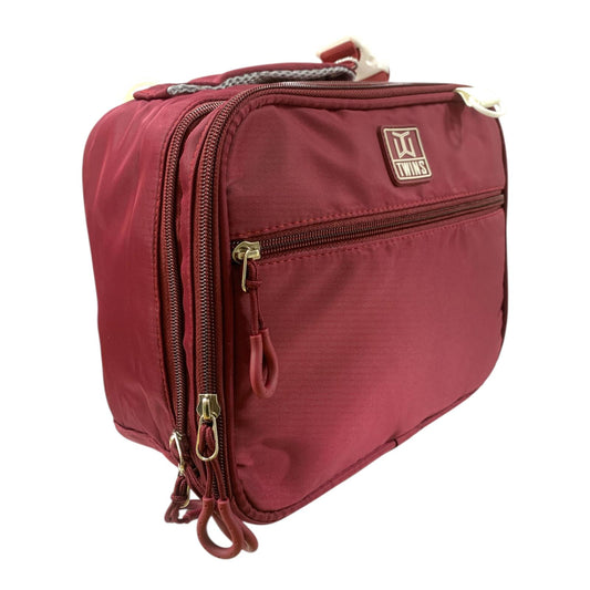 Twins Insulated Lunch Bag Stylish & Reusable Lunch Box for Kids & Adults Red || شنطة اكل توينز اي اند تي سحابين للمدرسة و الدوامات لون احمر