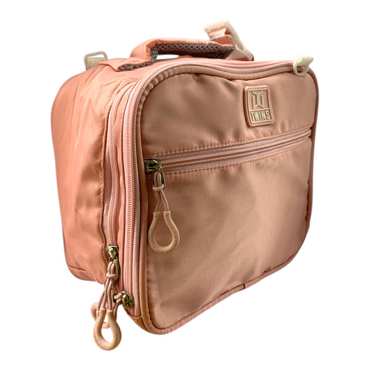 Twins Insulated Lunch Bag Stylish & Reusable Lunch Box for Kids & Adults Pink || شنطة اكل توينز اي اند تي سحابين للمدرسة و الدوامات لون وردي