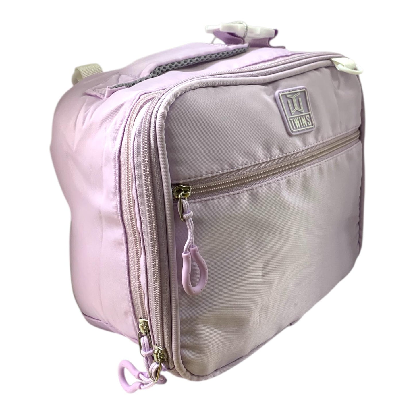 Twins Insulated Lunch Bag Stylish & Reusable Lunch Box for Kids & Adults Purple || شنطة اكل توينز اي اند تي سحابين للمدرسة و الدوامات لون بنفسجي
