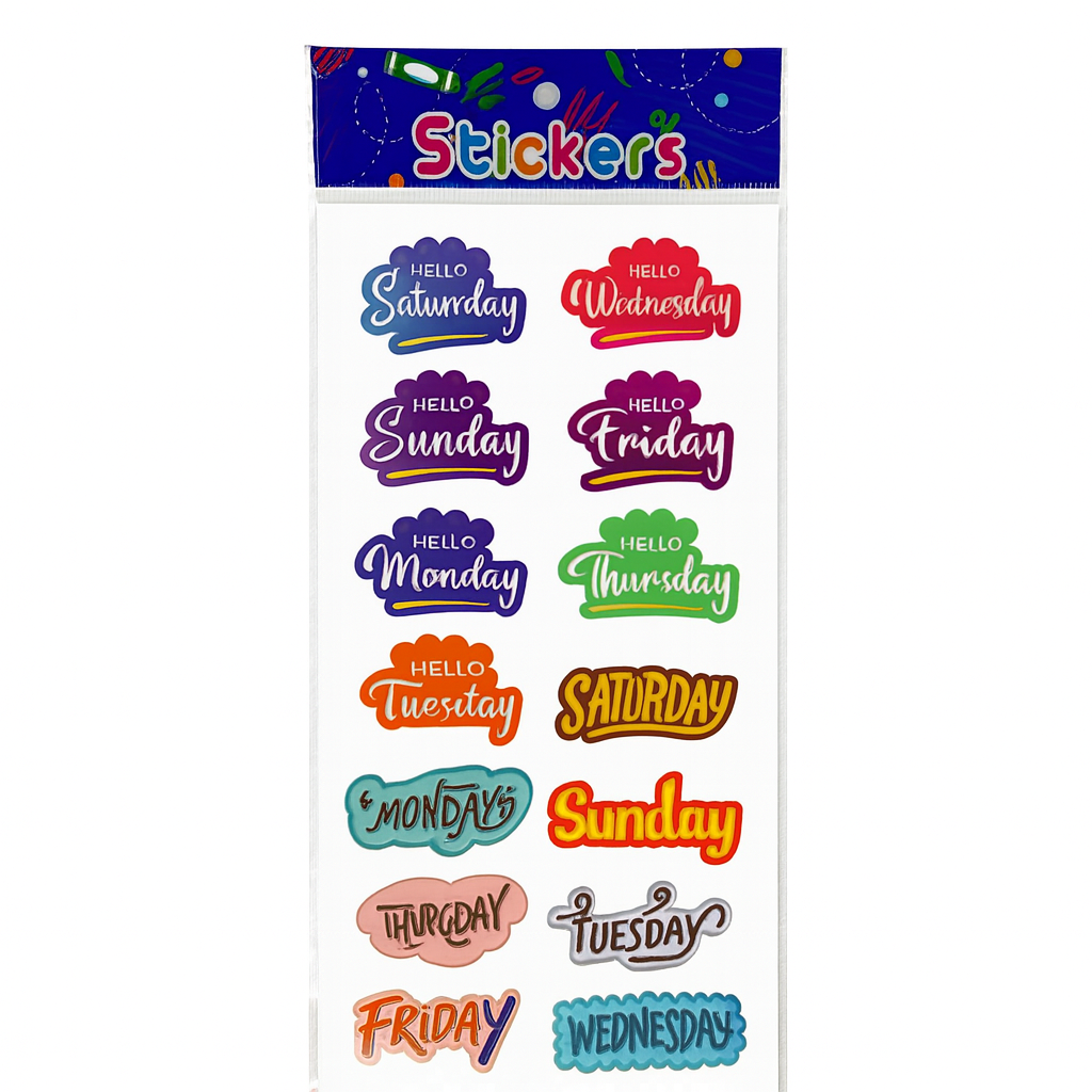 English Weekdays Stickers || ستيكرات ايام الإسبوع انجليزي
