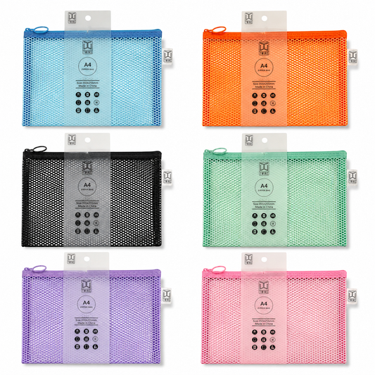 Twins Mesh Zipper File Pastel Assorted Colors A4 || ملفات سحاب شبك توينز الوان باستيل متنوعة حجم اي فور