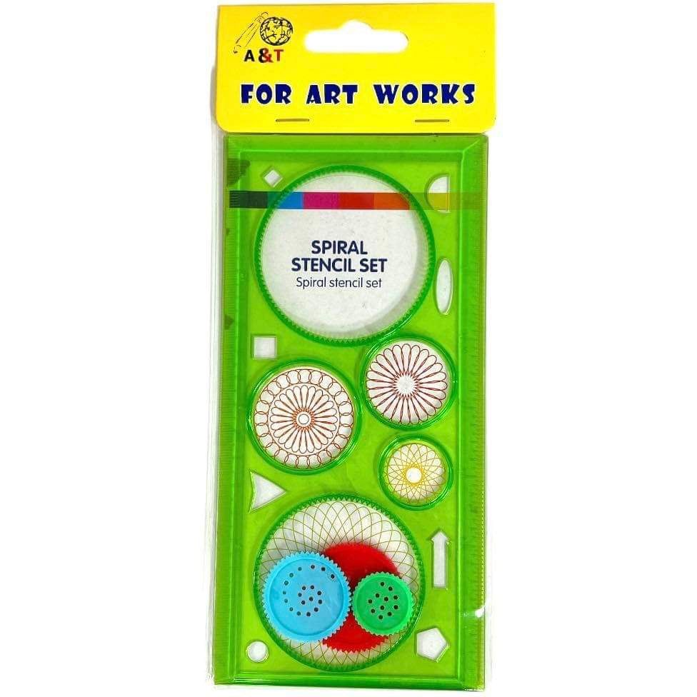 Engineering Spiral Stencil Set Ruler Green Color || مسطرة هندسية ستنسل دائرية لون اخضر