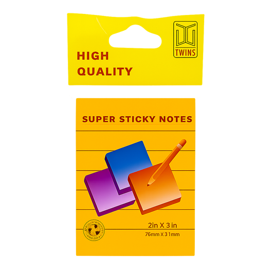 A&T Lined Super Sticky Notes 2x3 || ورق ملاحظات بوست ات ستيكي نوت فسفوري 2*3