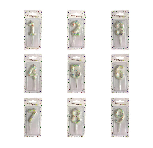 Birthday Candles Confetti from 0-9 || شموع اعياد ميلاد موديل كونفيتي من ٠-٩