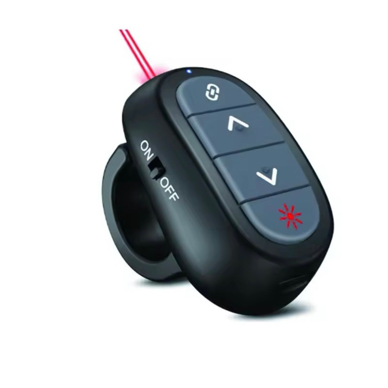 SMQ Finger Ring Wireless Presenter clicker Red Laser pointer USB & Type C Receiver with bag || مؤشر ليزر لاسلكي بلأصبع للعروض التقديمية (كانڤا وبوريوينت ) مستقبل USB ,Type C