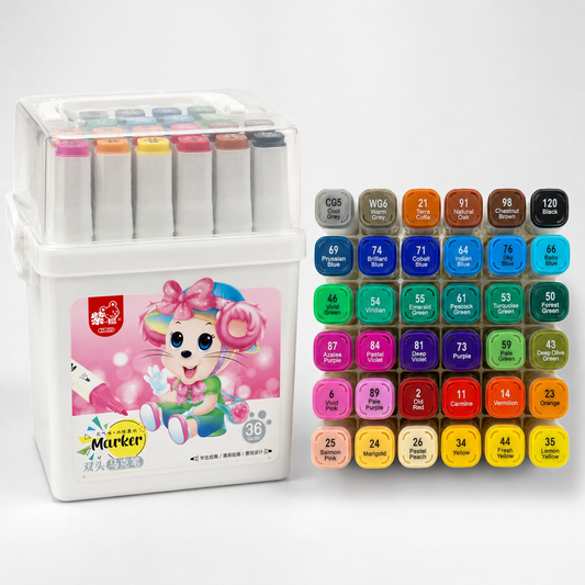 Twins Colored Twin Tip Marker Box 36 Colors || بوكس الوان شينية براسين توينز 36 لون
