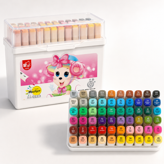 Twins Colored Twin Tip Marker Box 60 Colors || بوكس الوان شينية براسين توينز 60 لون