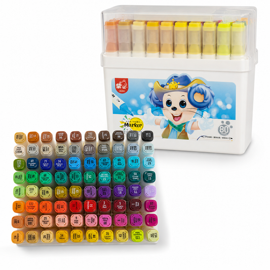 Twins Colored Twin Tip Marker Box 80 Colors || بوكس الوان شينية براسين توينز 80 لون 