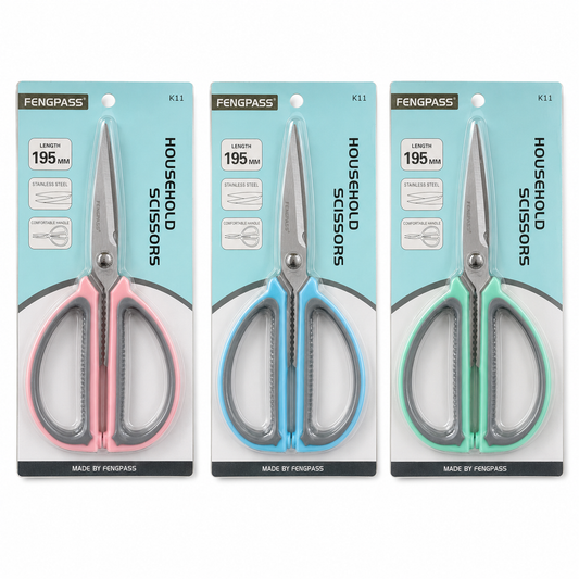 Fiskar Scisors Stainless Steel Large Handle 195 mm Assorted Colors || مقص فسكار ستيل يده كبيرة مقاس 195 مم الوان متنوعة
