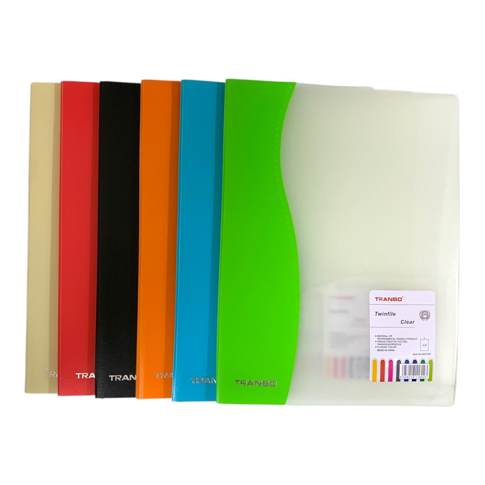 Tranbo Clear Twin file Assorted Colors || ملف شفاف جيبين ترانبو الوان متنوعة