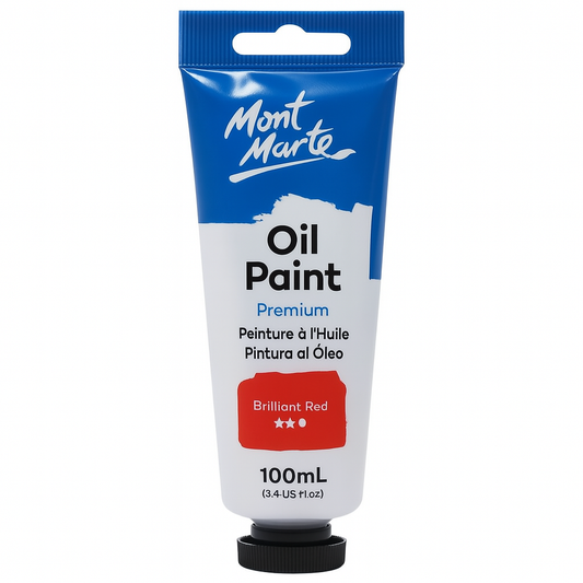 Mont Marte Premium Oil Paint 100 ml Brilliant Red || الوان زيتية مونت مارت ١٠٠ مل لون احمر