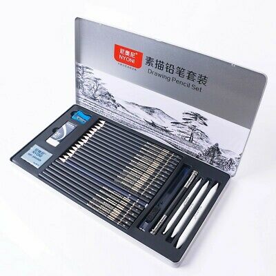 NYONI 30 pc art charcoal sketch pen set || اقلام سكتش و فحم طقم 30 قطعه