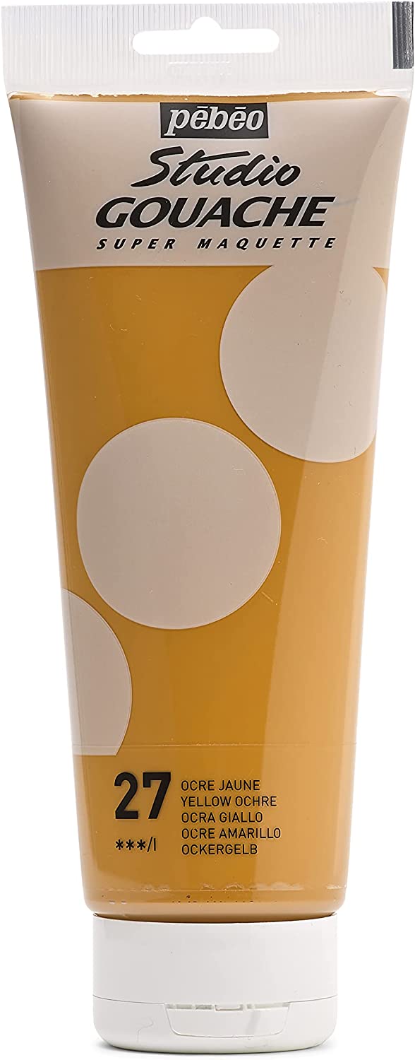Pebeo Studio Gouache 220 ml Ochre Yellow Color || الوان قواش بيبيو 220 مل لون اصفر اوكر