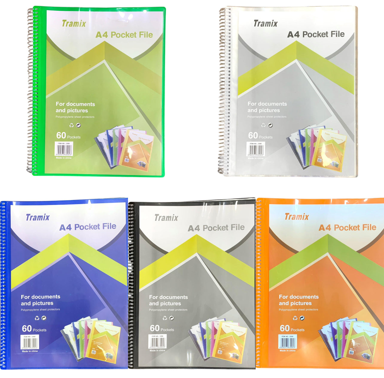 A4 Pocket File 60 Pockets Assorted Colors || ملف جيوب الوان متنوعة عدد ٦٠ جيب