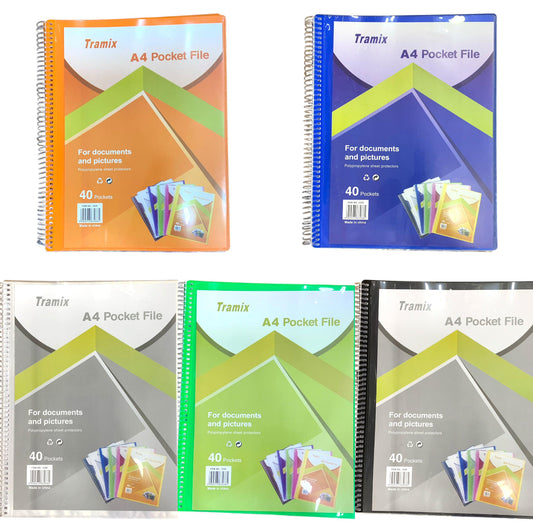 A4 Pocket File 40 Pockets Assorted Colors || ملف جيوب الوان متنوعة عدد ٤٠ جيب