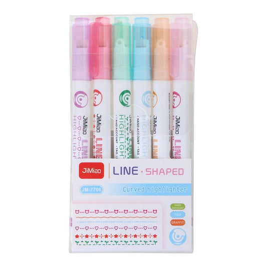 Line Shaped Curved Highlighter || قلم تخطيط ملون بزخارف