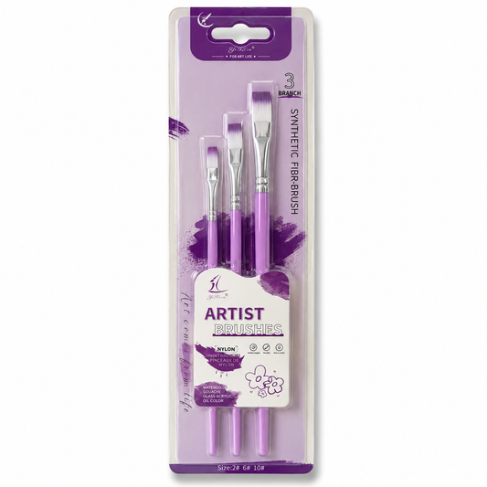 Flat Painting Brush Pack 3 Pcs Purple || مجموعة فرش رسم مشطوف 3 حبة بنفسجي