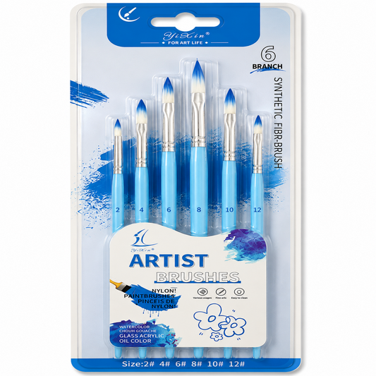 Round Painting Brush Pack 6 Pcs Blue || مجموعة قرش رسم دائري 6 حبة ازرق