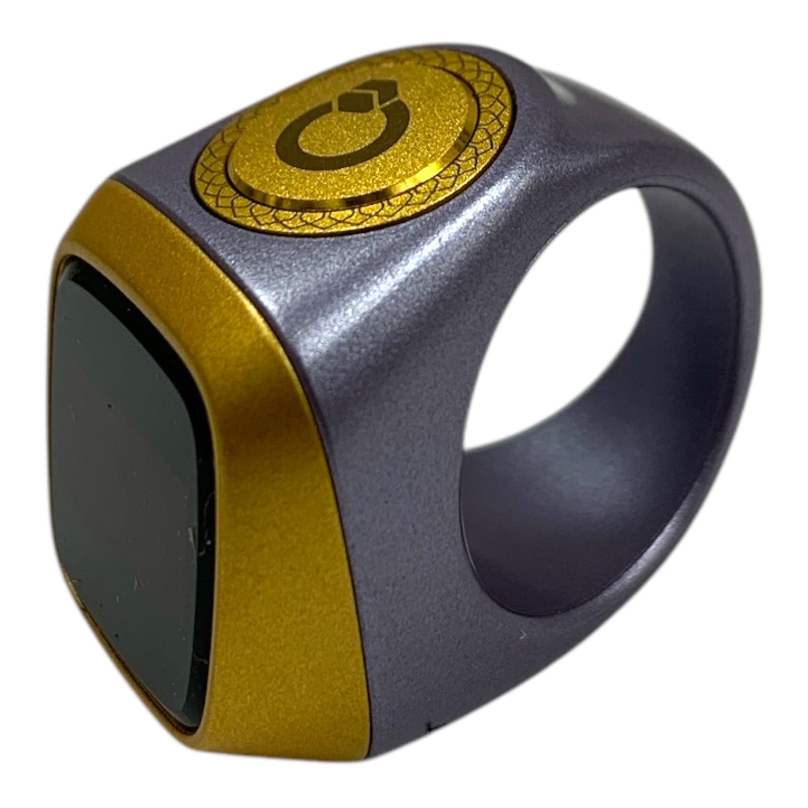 Zikr Ring Smart Tasbih Counter Grey Gold || خاتم تسبيح ذكي الكتروني لون رمادي ذهبي