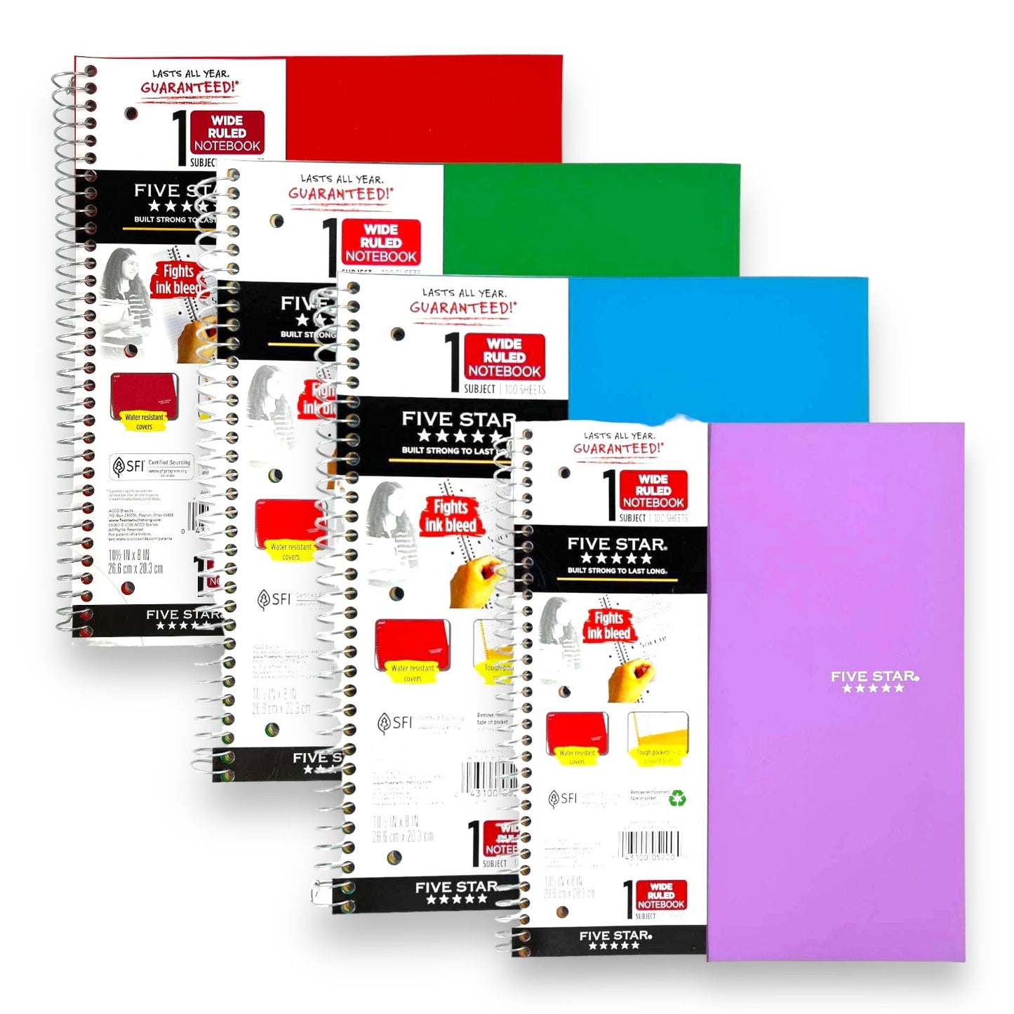 Mead Five Star 1 Subject Assorted Colors || دفتر ميد فايف ستارز ١ موضوع الوان متنوعه