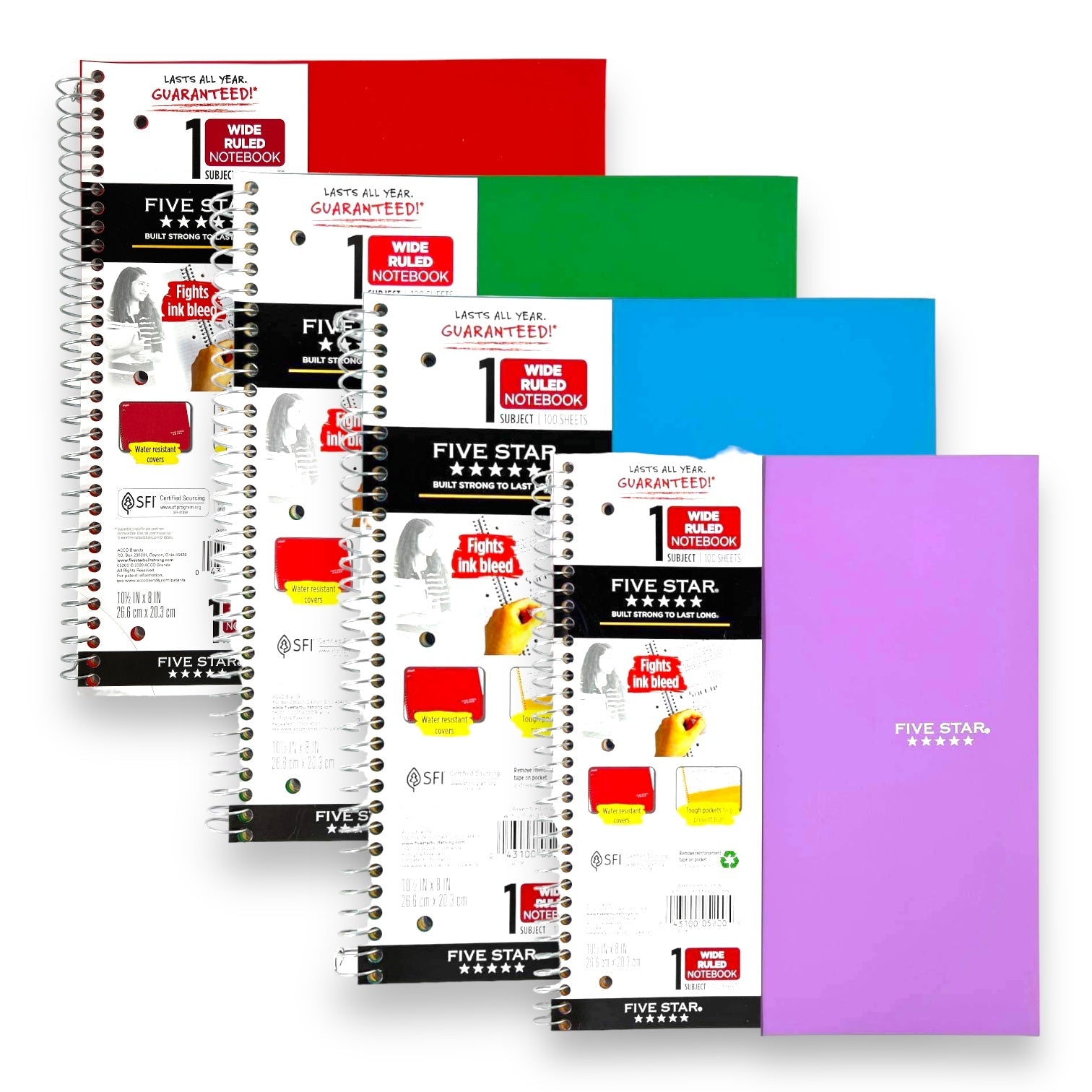 Mead Five Star 1 Subject Assorted Colors || دفتر ميد فايف ستارز ١ موضوع الوان متنوعه