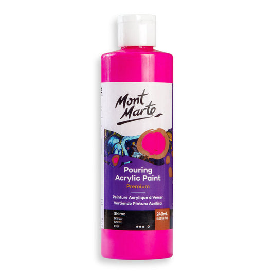 Mont Marte Premium Pouring Acrylic Paint 240ml for Fluid Art Shiraz || الوان سكب اكريليك مونت مارت حجم ٢٤٠ مل لون وردي شيراز