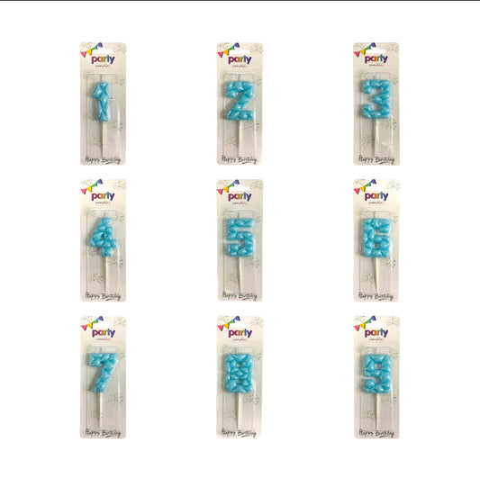 Birthday Candles Blue Color from 0-9 || شموع اعياد ميلاد لون ازرق من ٠-٩