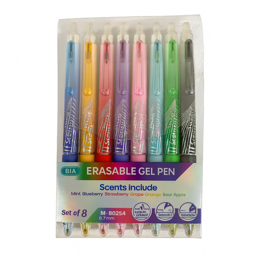 Scented Erasable Gel Pen Set 8-Pack Smooth Writing Pens || اقلام حبر جل سلسه ماسحة 8 لون اي اند تي