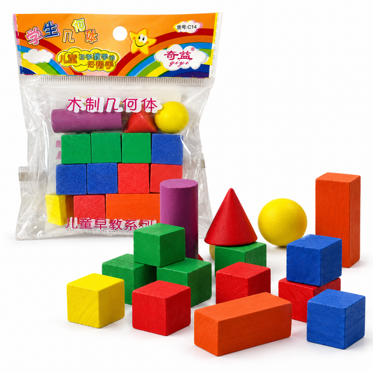 A&T 3D Wood Sponge Shapes 14 Pcs || اشكال هندسية خشب ثلاثي الابعاد 14 حبة
