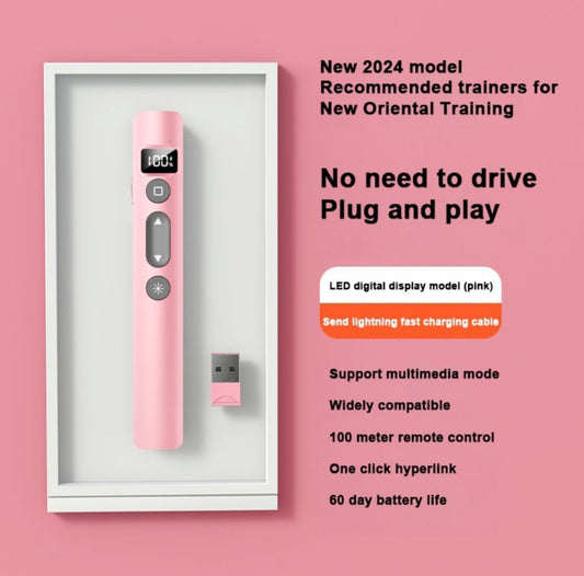SMQ professional LED Power Point laser pointer (USB Type C) with safety pouch Pink Color || مؤشر ليزر رقمي لاسلكي احترافي للبوربوينت USB TYPE C مع حافظه لون وردي